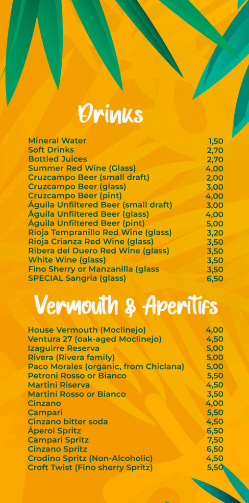 bebidas frías playa