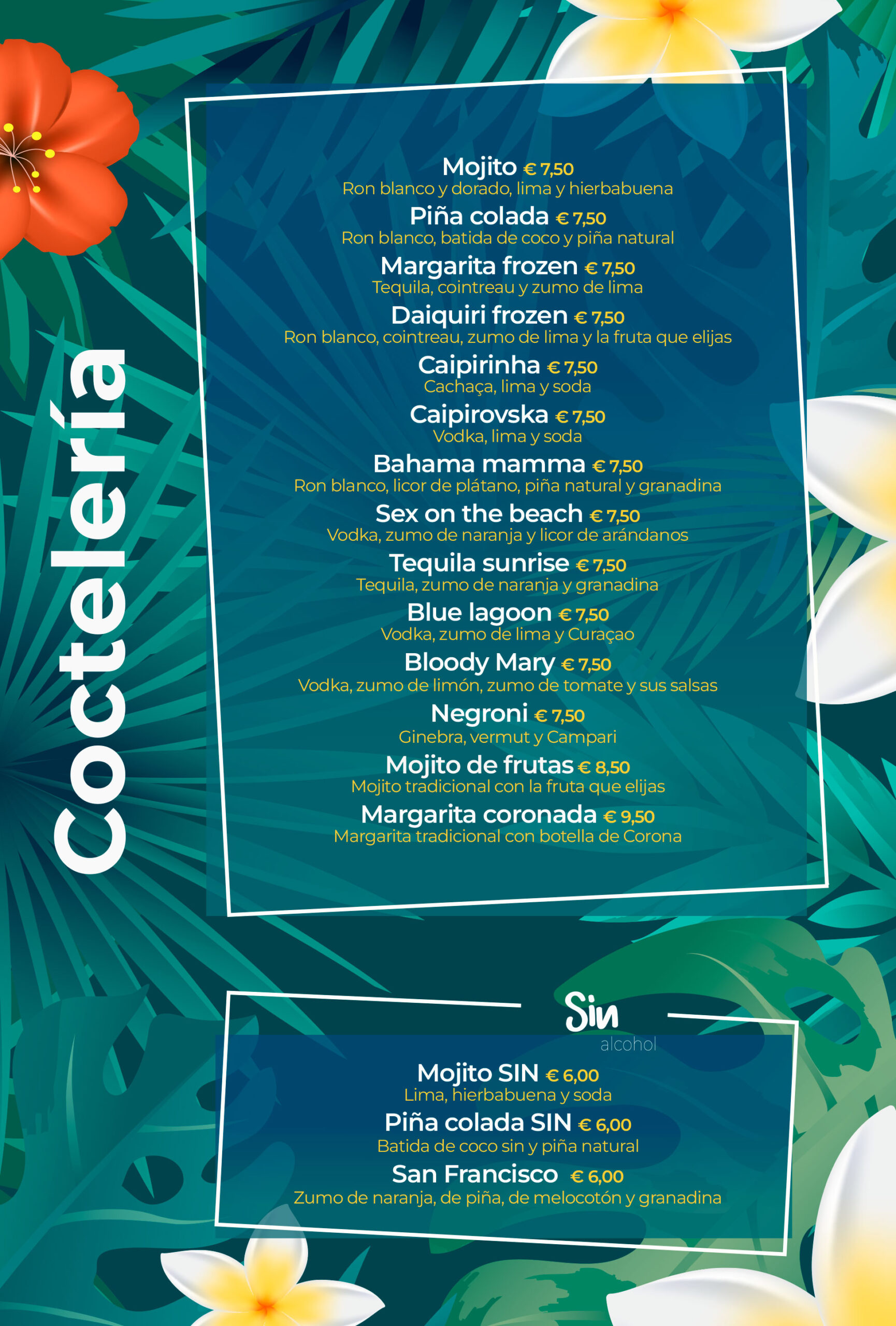 Carta de cocktails