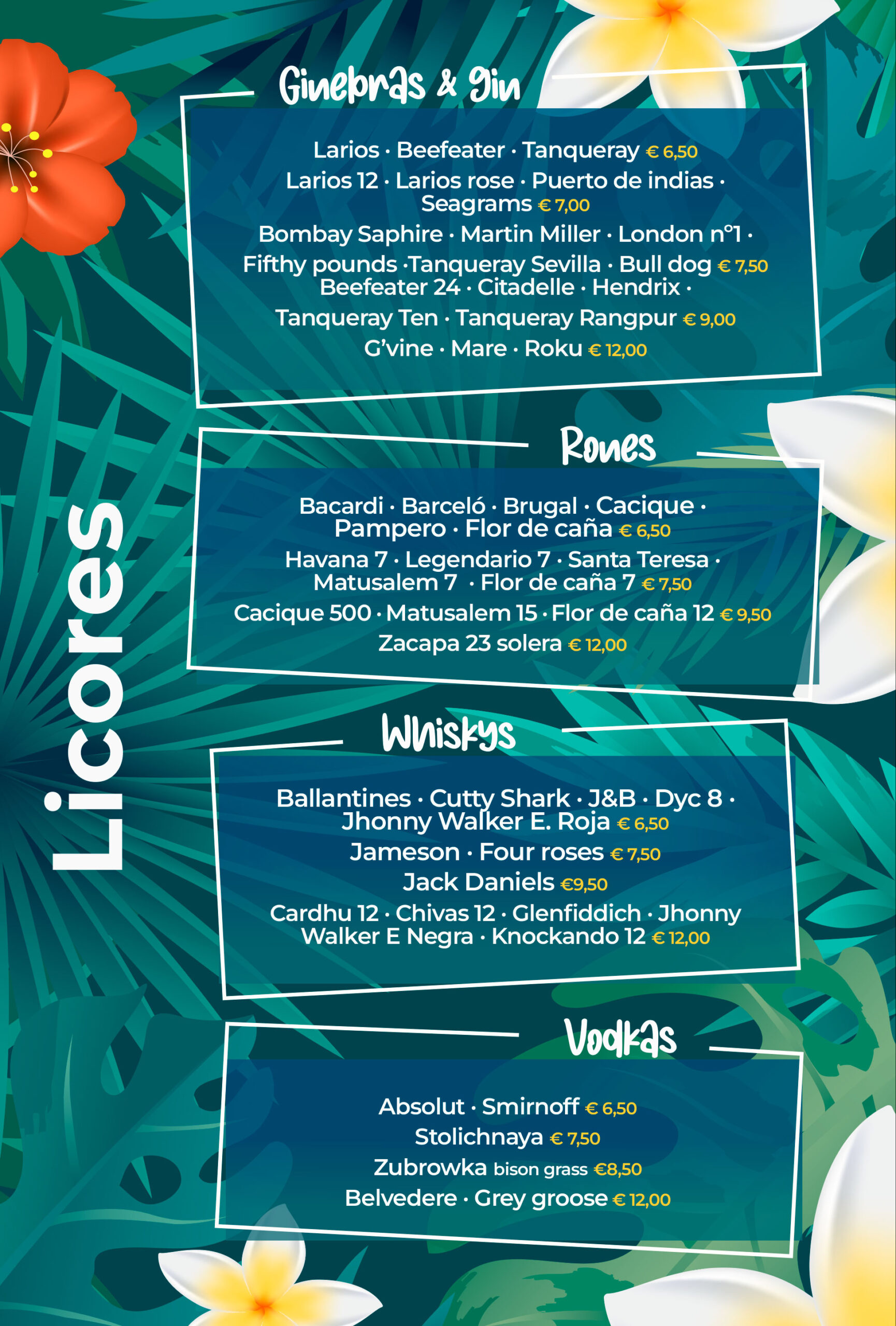 Carta de licores