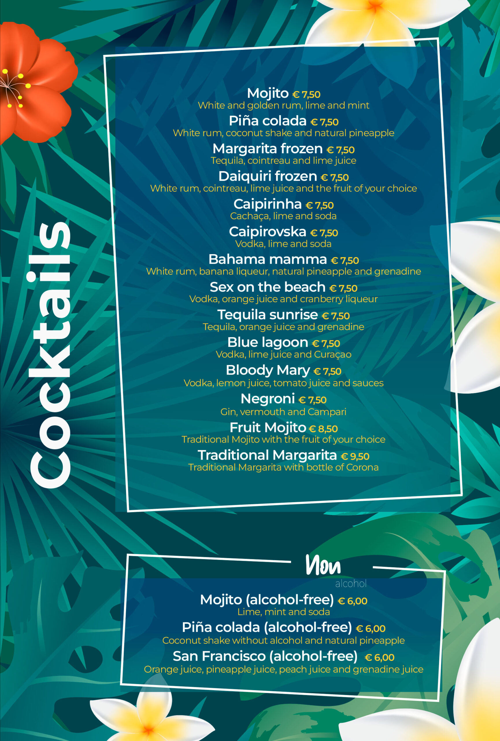 English Menu Cocktails